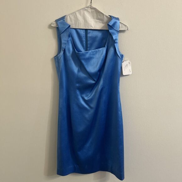 Worth Dresses & Skirts - 100% Silk Worth New York Size 2 Blue Sleeveless Draped Sheath Dress NWT